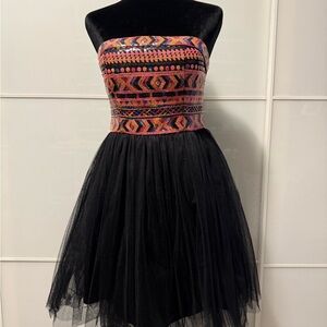 ModCloth Minuet Aztec Sequin Black Dress